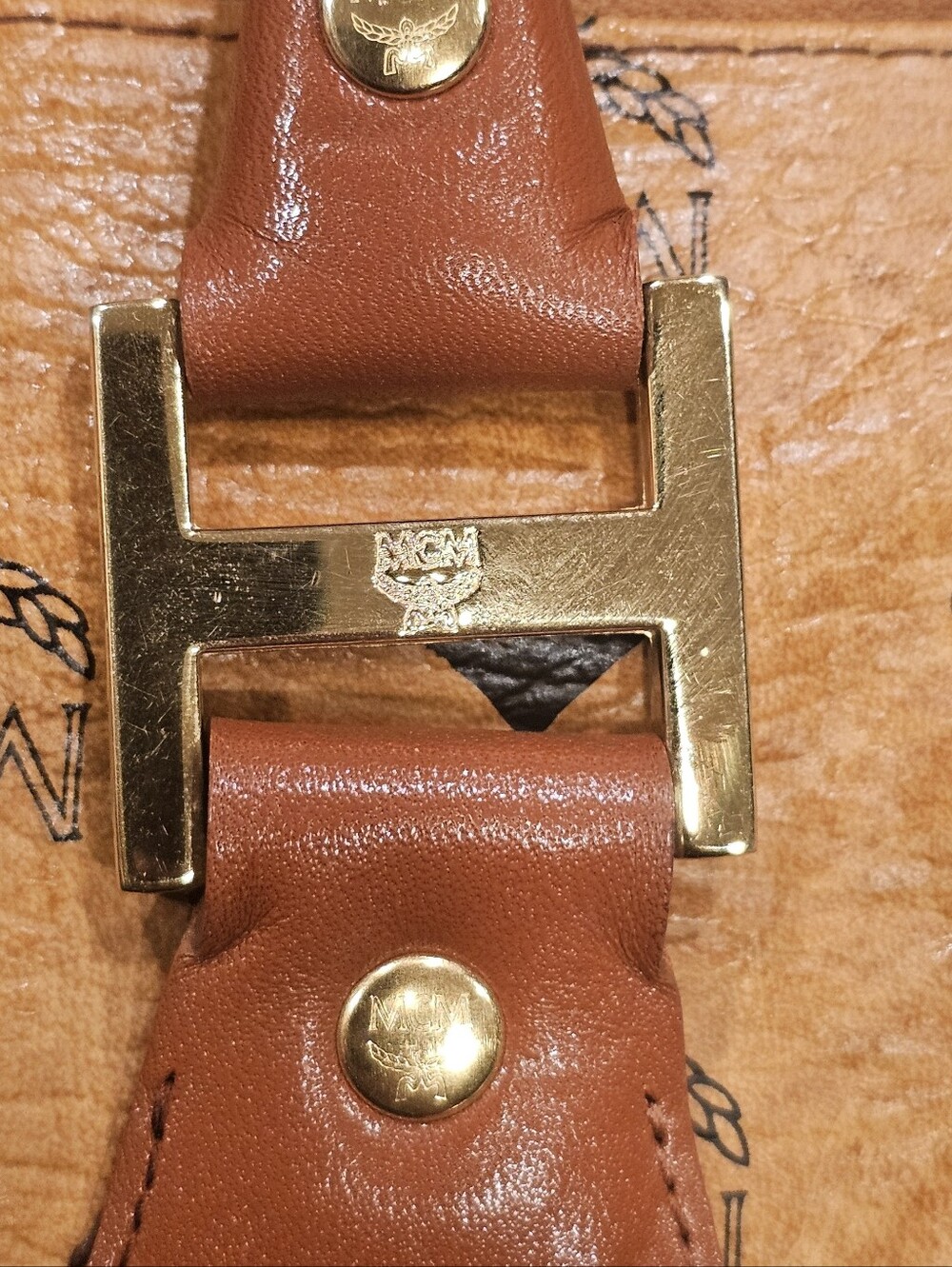 MCM Vintage Cognac Visetos Boston Bag - Picture 4 of 10